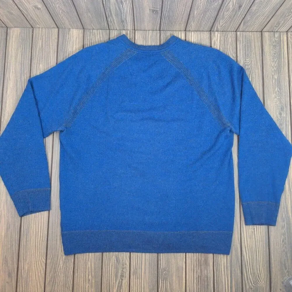 Robert Graham Men Blue Cashmere Wool Tight Knit V-Neck Long Sleeve Sweater Sz‎ L